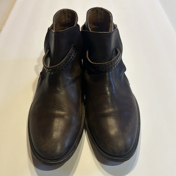 Hollywood Trading Co HTC brown leather ankle boots w side adjust buckle Italian main image 8